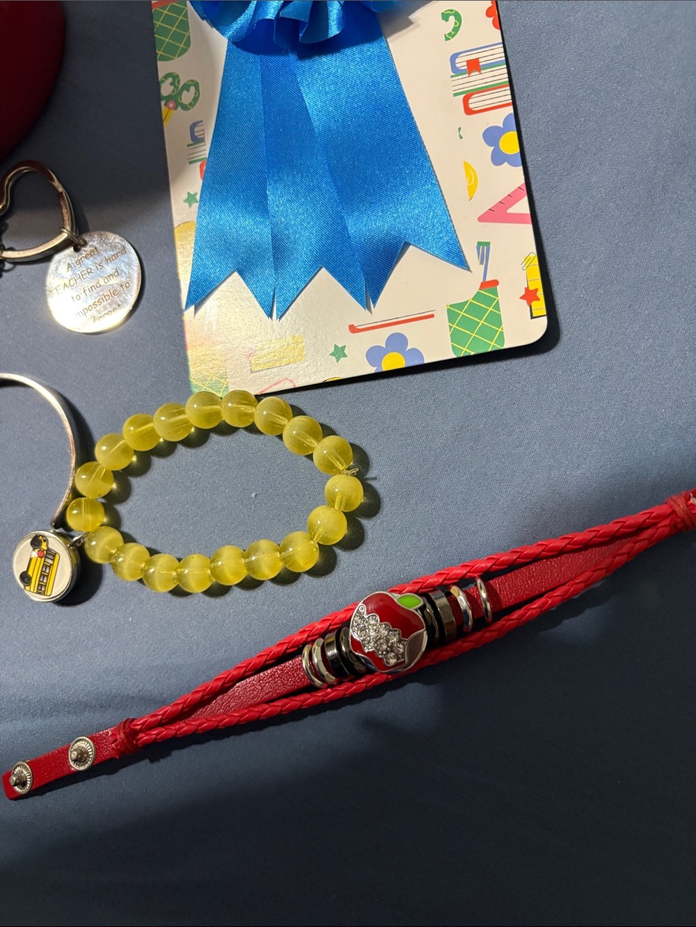 Teacher bundle has Ceramic Apple/yellow Pencil Lid on a cup, candle and jewelry - Picture 14 of 15